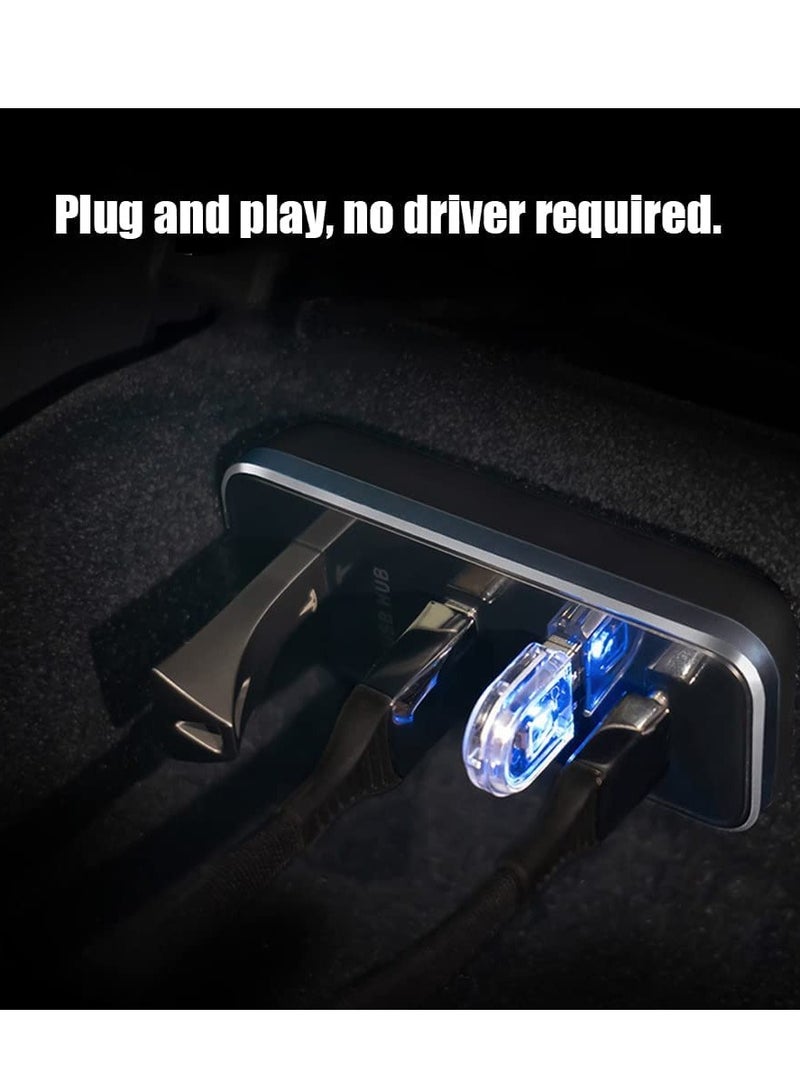 Excefore for Tesla Model Y / 3 Docking Station 4 in 1 USB LED Hub, 4-in-1 Glovebox USB Flash Drive Charging Data Transmission Docking Station, for Model 3/Y Multiport Charger Adapter Car Accessories - Image 2