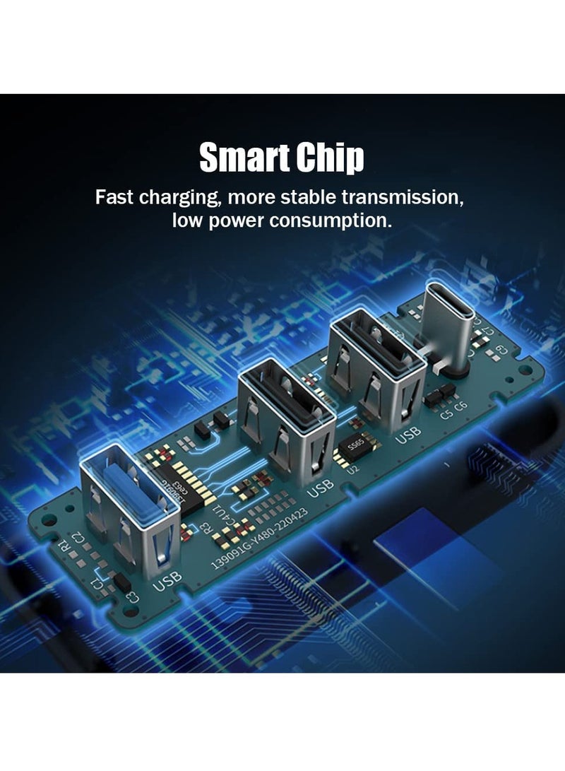 Excefore for Tesla Model Y / 3 Docking Station 4 in 1 USB LED Hub, 4-in-1 Glovebox USB Flash Drive Charging Data Transmission Docking Station, for Model 3/Y Multiport Charger Adapter Car Accessories - Image 5