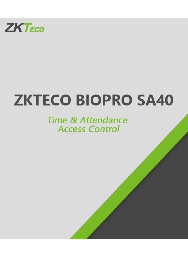 زد كيه تيكو محطة التحكم بالدخول ببصمة الإصبع ZKTeco BioPro SA40، مزودة بمستشعر BioID/SilkID، ومستشعر باب، وزر خروج، وواجهة تحكم بالإنذار | SA40 - Image 3