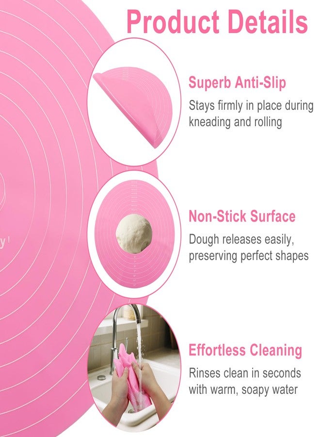 ZOCCVI 1 PCS 12 Inch Silicone Cake Mat, Round Silicone Baking Mat with Measurements Non-Stick Cookie Pad, Reusable Pastry Baking Sheet for Baking Pizza Pan/Rolling Dough(Pink) - Image 4