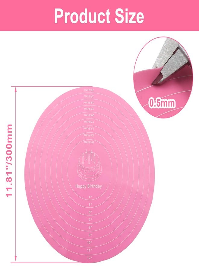 ZOCCVI 1 PCS 12 Inch Silicone Cake Mat, Round Silicone Baking Mat with Measurements Non-Stick Cookie Pad, Reusable Pastry Baking Sheet for Baking Pizza Pan/Rolling Dough(Pink) - Image 3