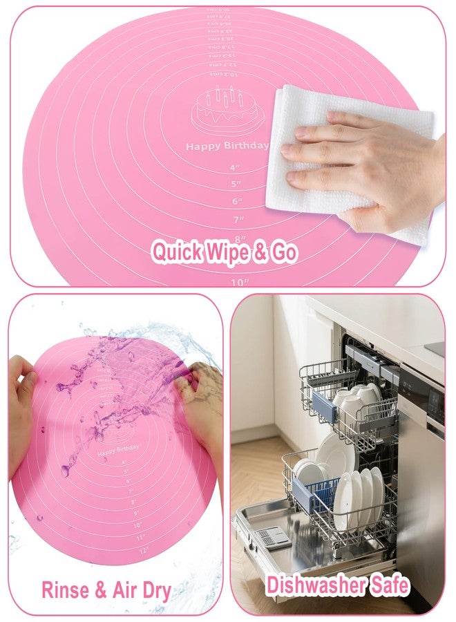ZOCCVI 1 PCS 12 Inch Silicone Cake Mat, Round Silicone Baking Mat with Measurements Non-Stick Cookie Pad, Reusable Pastry Baking Sheet for Baking Pizza Pan/Rolling Dough(Pink) - Image 5
