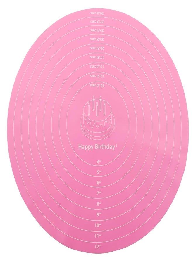 ZOCCVI 1 PCS 12 Inch Silicone Cake Mat, Round Silicone Baking Mat with Measurements Non-Stick Cookie Pad, Reusable Pastry Baking Sheet for Baking Pizza Pan/Rolling Dough(Pink) - Image 1