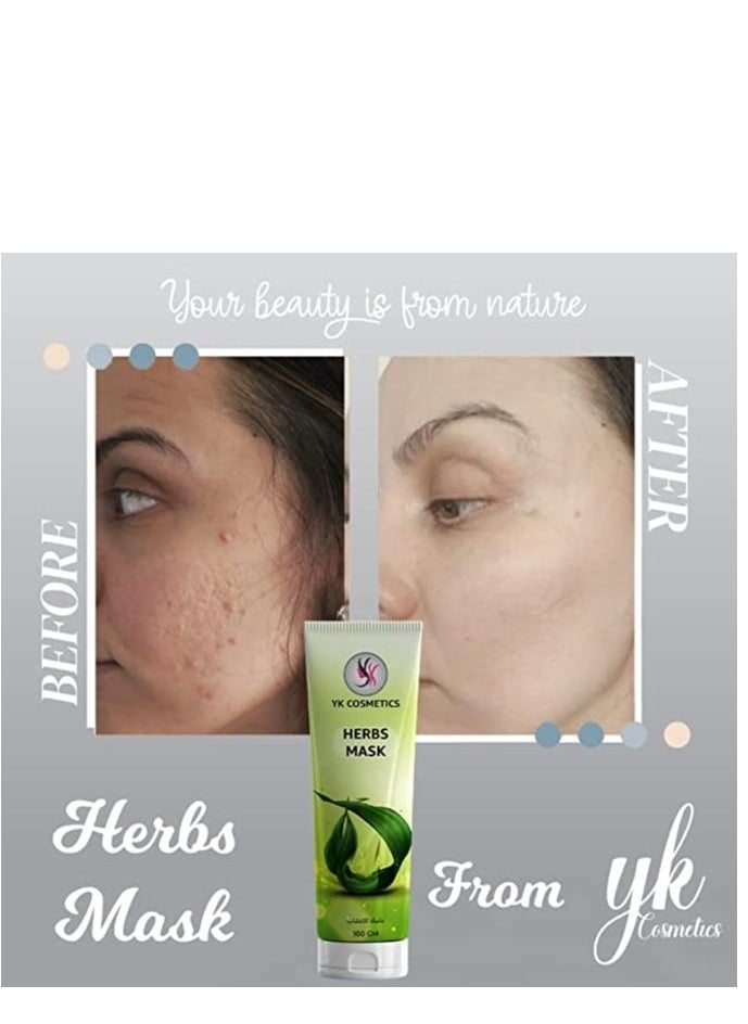 YK Cosmetics - YK face herbs mask reduce the oil content on skin and gives glow to skin & soothe dry skin  and reduces saggy skin  100 gm - Image 1