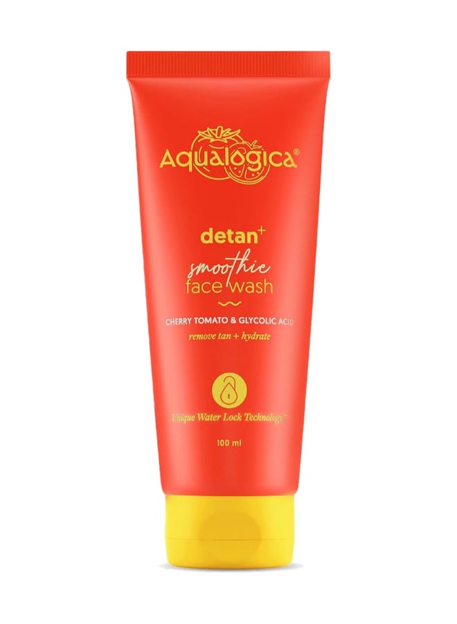 أكوالوجيكا غسول الوجه Aqualogica Detan+ Smoothie بحمض الجليكوليك والطماطم الكرزية للرجال والنساء لإزالة السمرة، وترطيب البشرة وتقشيرها بلطف - للبشرة الدهنية والجافة والحساسة والمختلطة - 100 مل - Image 1