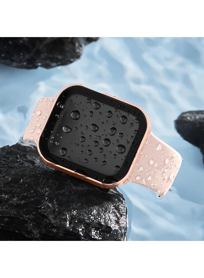 غطاء مقاوم للماء فائق النحافة لساعة Apple Watch مقاس 44 ملم مع واقي شاشة مدمج، مقاوم للخدش، غطاء صلب من البولي كربونات، سهل التركيب، مناسب لسلسلة 8 و7 و6 و5 وSE مقاس 41 ملم، خيارات شفافة، روز، ذهبي، أسود، أخضر. - Image 5