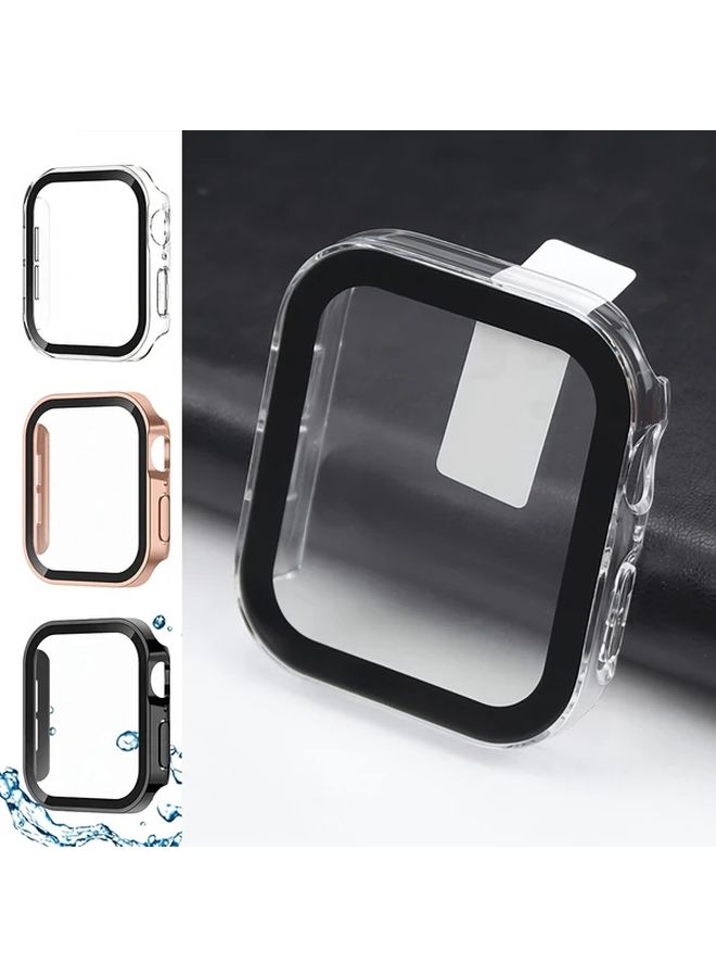 غطاء مقاوم للماء فائق النحافة لساعة Apple Watch مقاس 44 ملم مع واقي شاشة مدمج، مقاوم للخدش، غطاء صلب من البولي كربونات، سهل التركيب، مناسب لسلسلة 8 و7 و6 و5 وSE مقاس 41 ملم، خيارات شفافة، روز، ذهبي، أسود، أخضر. - Image 1
