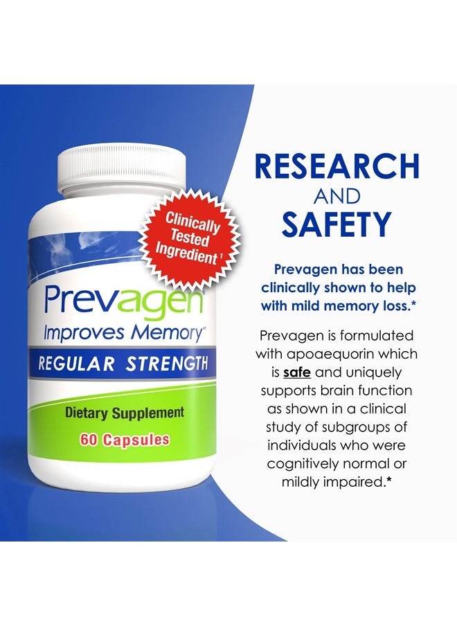 Prevagen - Improves Memory - Regular Strength 10mg, 60 Capsules with Apoaequorin And Vitamin D with Attractive and Stackable Storage Box - 3 Pack - Image 1