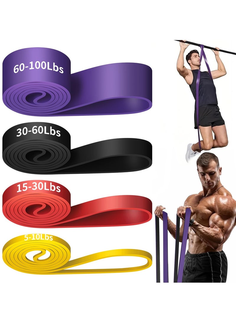 VIUAUAX مجموعة أربطة مقاومة مع حقيبة حمل، 4 قطع متنوعة من أربطة تمارين القوة، حلقات مقاومة، أربطة تمدد، أربطة تمارين رياضية للذراعين والساقين والوركين. - Image 1