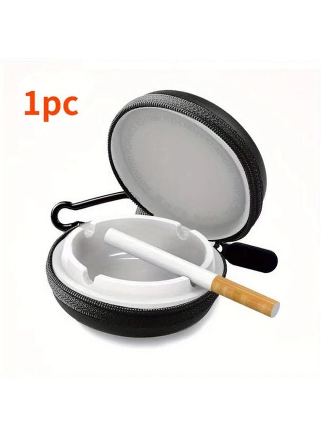 2024 Black Portable Car Ashtray With Lid Mini Round Travel Ashtray 1pc - Image 5