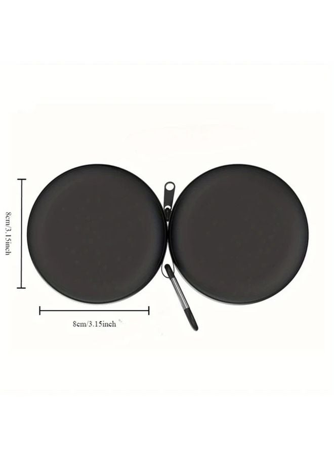 2024 Black Portable Car Ashtray With Lid Mini Round Travel Ashtray 1pc - Image 2