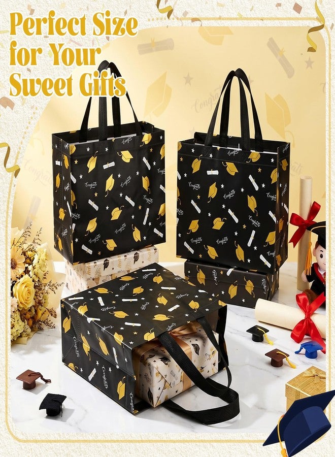 Wesnoy 24 Pcs Graduation Gift Bags 2026 Reusable Graduation Party Favor Bags 12.6 x 5.5 x 10 Inches Non Woven Congrats Grad Tote Bag with Handles Large Treat Bag for College Grad Party Supply(Black - Image 4