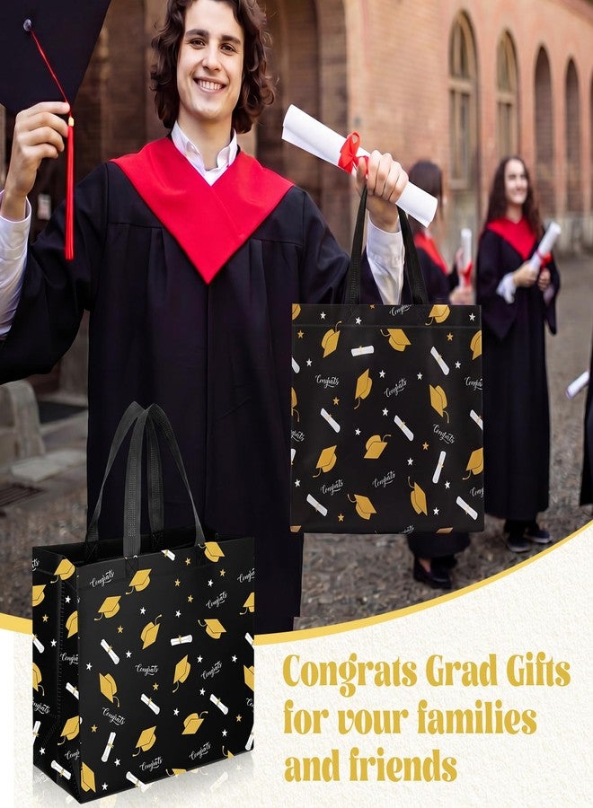 Wesnoy 24 Pcs Graduation Gift Bags 2026 Reusable Graduation Party Favor Bags 12.6 x 5.5 x 10 Inches Non Woven Congrats Grad Tote Bag with Handles Large Treat Bag for College Grad Party Supply(Black - Image 5