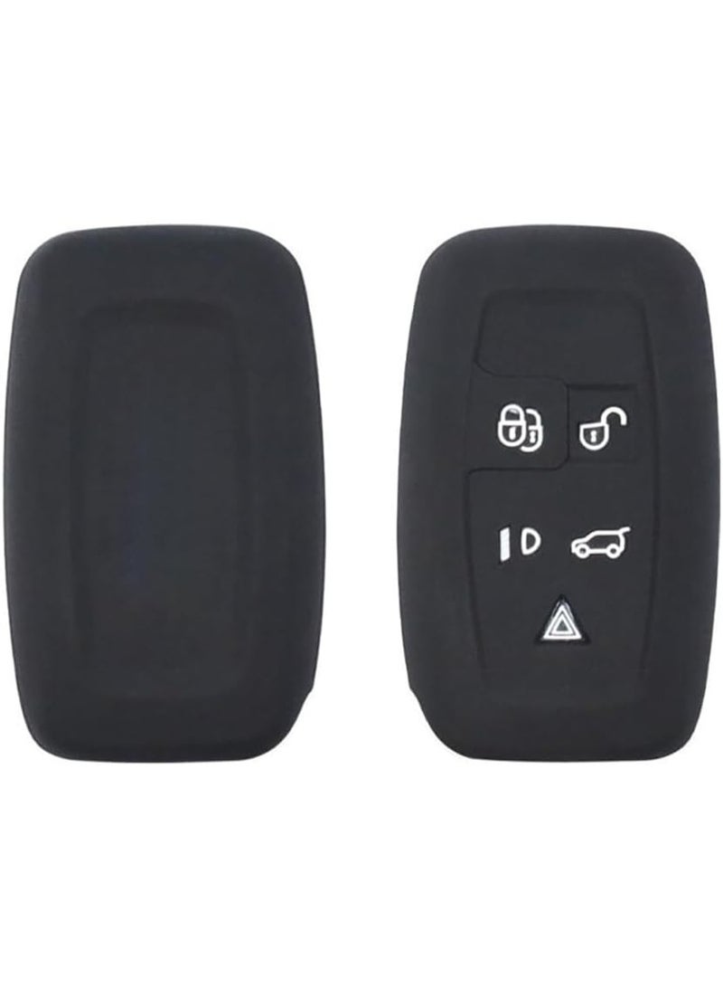 5 Button Silicone Key Shell Fob Cover Case for Land Rover LR2 LR4 Discovery Range Rover Sport Evoque, Remote Protection Case Black - Image 1