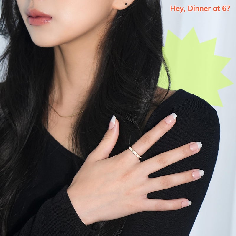 Heyhae Semi Cured Gel Nail Strips | No LED Lamp Needed | French, Pink, Spring | Easy Apply & Remove, Salon Quality | Includes 28 Strips, 1 Prep Pads, Nail File & Wooden Stick - Hey, Dinner at 6? - Image 2