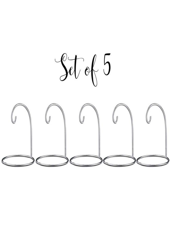 BANBERRY DESIGNS Ornament Display Stands - Silver Christmas Holders - Chrome Finished Metal Stands - Air Plant and Terrarium Stands - Set of 5 Holders - 7" H - Image 4