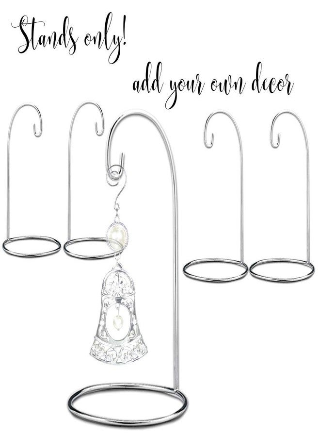 BANBERRY DESIGNS Ornament Display Stands - Silver Christmas Holders - Chrome Finished Metal Stands - Air Plant and Terrarium Stands - Set of 5 Holders - 7" H - Image 2