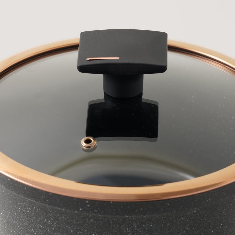 ألبرتو قدر طهي ألومنيوم مع غطاء زجاجي 6.7 لتر، أسود - Image 4