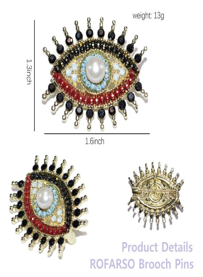 ROFARSO Lucky Charm Evil Eye Aojo Brooch Pin for Women Fully-Jewelled with Freshwater Pearl& Rhinestone Crystal for Wedding Party Prom Gift Necklace Dual Use Lapel Pin Accessories for Shawl Scarf Buckle - Image 5
