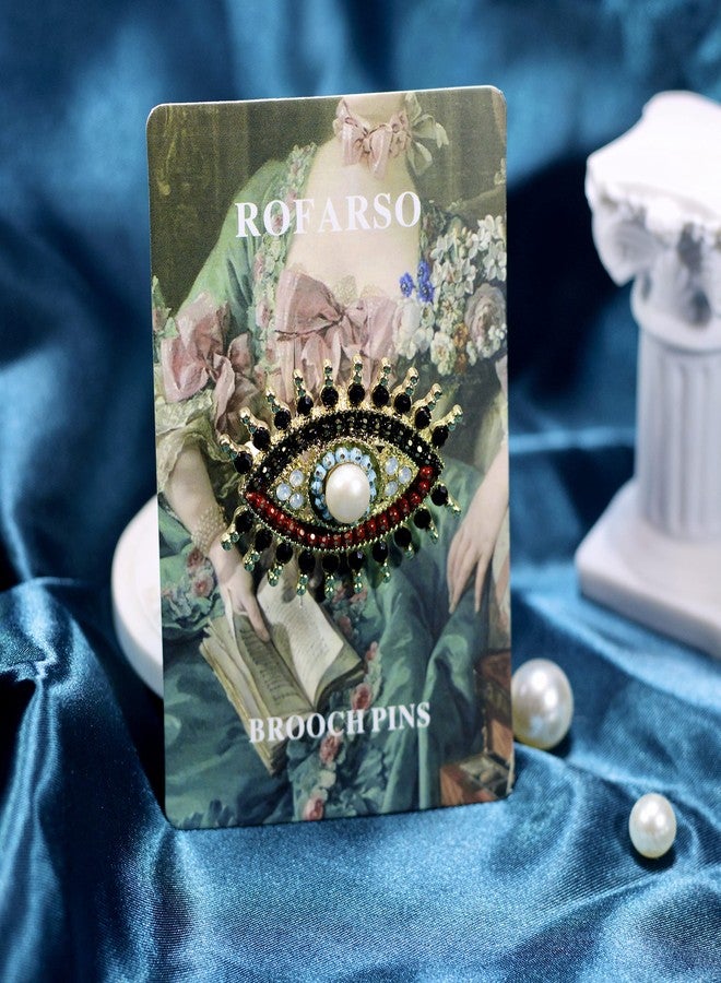 ROFARSO Lucky Charm Evil Eye Aojo Brooch Pin for Women Fully-Jewelled with Freshwater Pearl& Rhinestone Crystal for Wedding Party Prom Gift Necklace Dual Use Lapel Pin Accessories for Shawl Scarf Buckle - Image 4