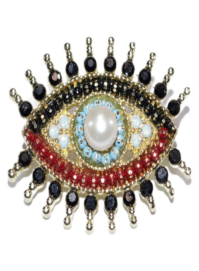 ROFARSO Lucky Charm Evil Eye Aojo Brooch Pin for Women Fully-Jewelled with Freshwater Pearl& Rhinestone Crystal for Wedding Party Prom Gift Necklace Dual Use Lapel Pin Accessories for Shawl Scarf Buckle - Image 1