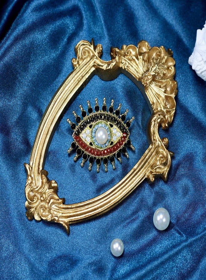 ROFARSO Lucky Charm Evil Eye Aojo Brooch Pin for Women Fully-Jewelled with Freshwater Pearl& Rhinestone Crystal for Wedding Party Prom Gift Necklace Dual Use Lapel Pin Accessories for Shawl Scarf Buckle - Image 2