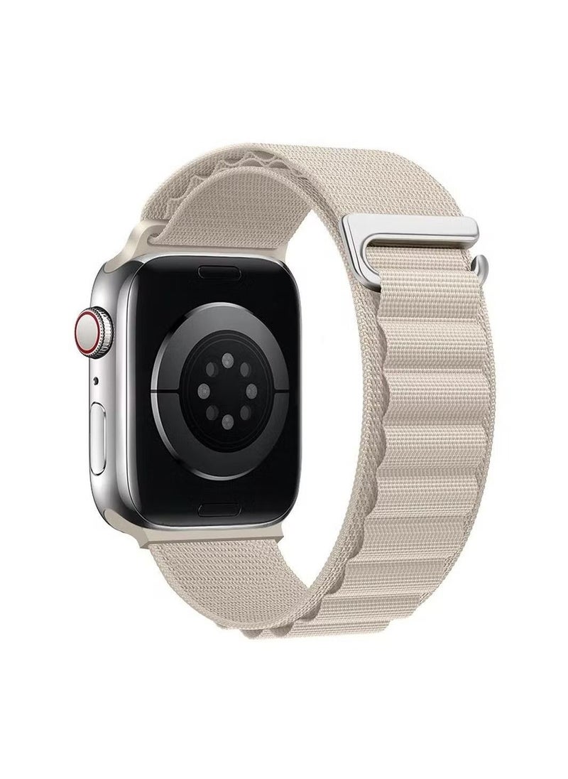 Alpine - Nylon Watch Band Compatible with Apple Watch 42mm/44mm/45mm/49mm Ladies and Mens, Adjustable Sport with Metal G-Hook Braided Strap for iWatch Ultra Series SE 8/7/6/5/4/3/2/1 White - Image 1