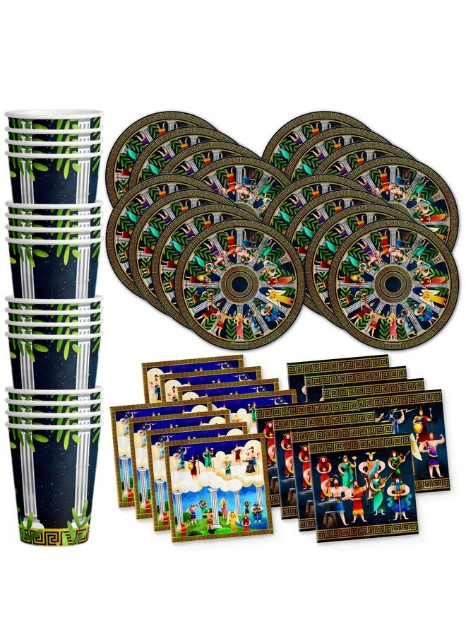 Birthday Galore Greek Mythology Birthday Party Supplies Set Plates Napkins Cups Tableware Kit for 16  - Image 1