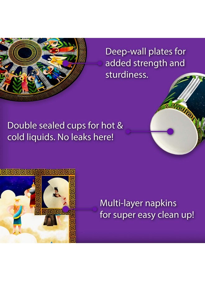 Birthday Galore Greek Mythology Birthday Party Supplies Set Plates Napkins Cups Tableware Kit for 16  - Image 5