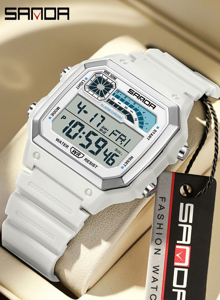SANDA 6196 Waterproof Watch Sports Men's Lightweight Square Classic Fashion Electronic Watches Electronic Night Glow Watch For Men - Image 1