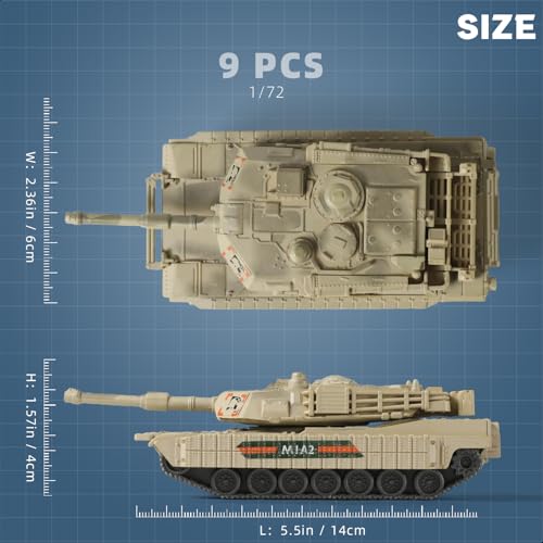 SEBUNAS 172 Scale M1A2 Military Tank Quick Build Model Kits United States Armored Vehicle M1A2 Main Battle Tank Building Model Gift for Kids 9PCS - Image 3
