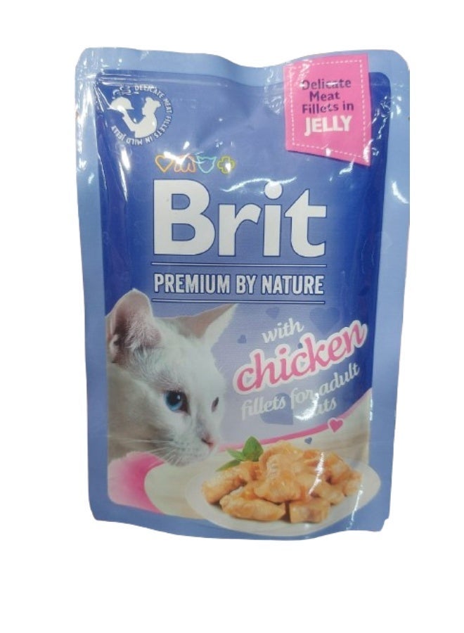 BRIT PREMIUM CAT POUCH WITH CHICKEN FILLETS IN JELLY FOR ADULT  CATS 85 G