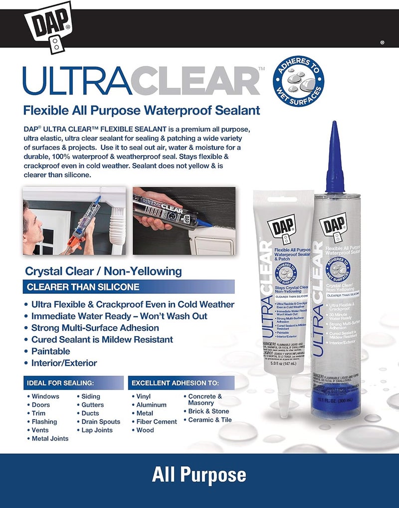 Dap 18387 - Clear General Purpose Flexible Waterproof Sealant 147ml - Image 5