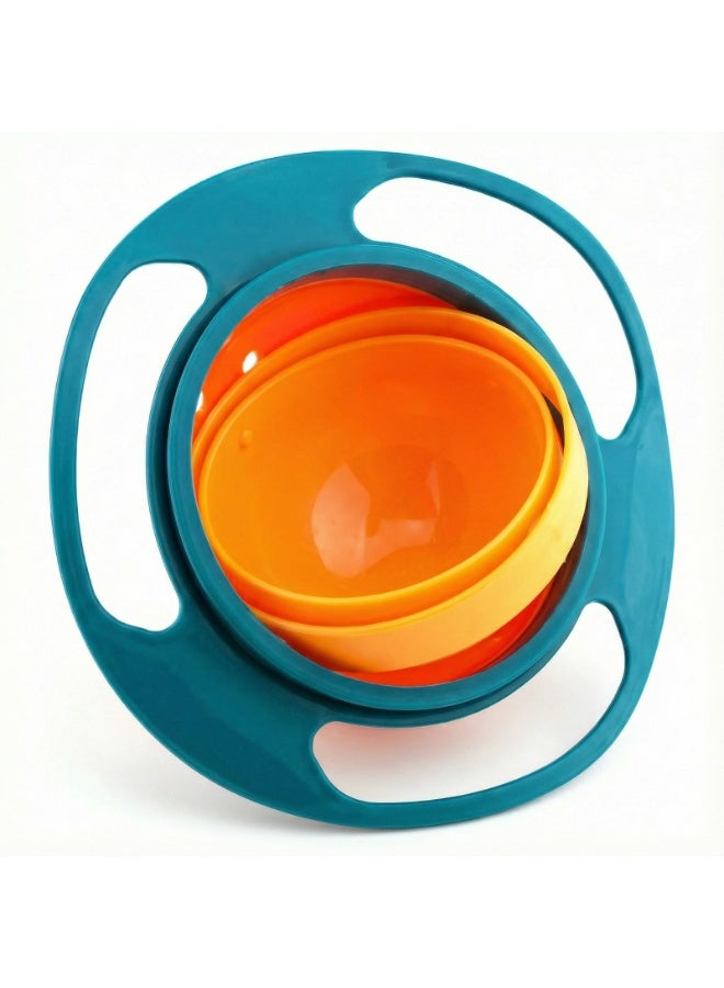 طبق أطفال جيروسكوبي دوار 360 درجة مانع للانسكاب – وعاء تعليم الأكل للأطفال والرضع مع غطاء ومقابض سهلة المسك – آمن وعملي للوجبات الخفيفة - Image 4