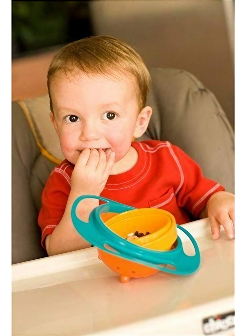 طبق أطفال جيروسكوبي دوار 360 درجة مانع للانسكاب – وعاء تعليم الأكل للأطفال والرضع مع غطاء ومقابض سهلة المسك – آمن وعملي للوجبات الخفيفة - Image 1