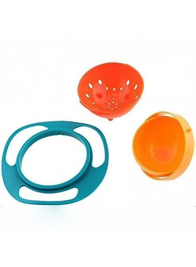 طبق أطفال جيروسكوبي دوار 360 درجة مانع للانسكاب – وعاء تعليم الأكل للأطفال والرضع مع غطاء ومقابض سهلة المسك – آمن وعملي للوجبات الخفيفة - Image 3