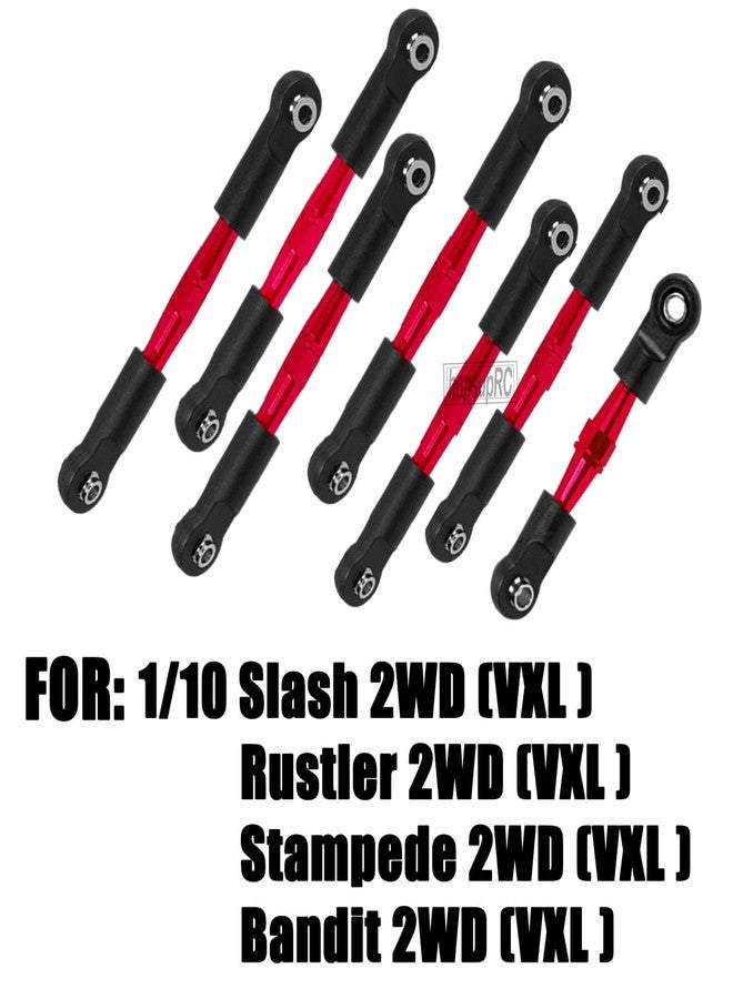 hopsupRC RC Adjustable Turnbuckles Upgrades Part for 1/10 Slash/Rustler/Stampede/Bandit VXL 2WD, Adjustable Turnbuckles Camber Links Toe Link,Red（7PCS - Image 2