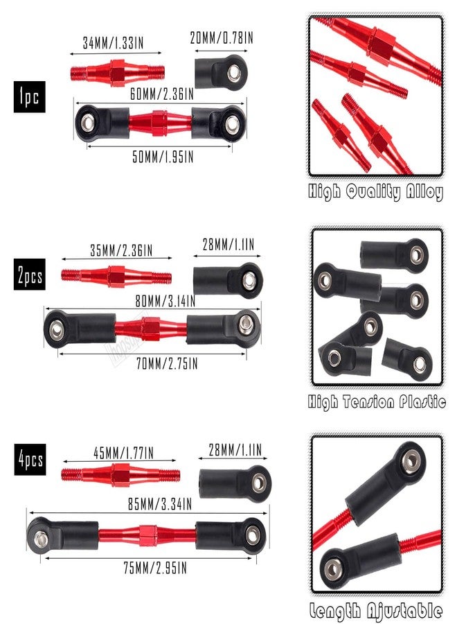 hopsupRC RC Adjustable Turnbuckles Upgrades Part for 1/10 Slash/Rustler/Stampede/Bandit VXL 2WD, Adjustable Turnbuckles Camber Links Toe Link,Red（7PCS - Image 5