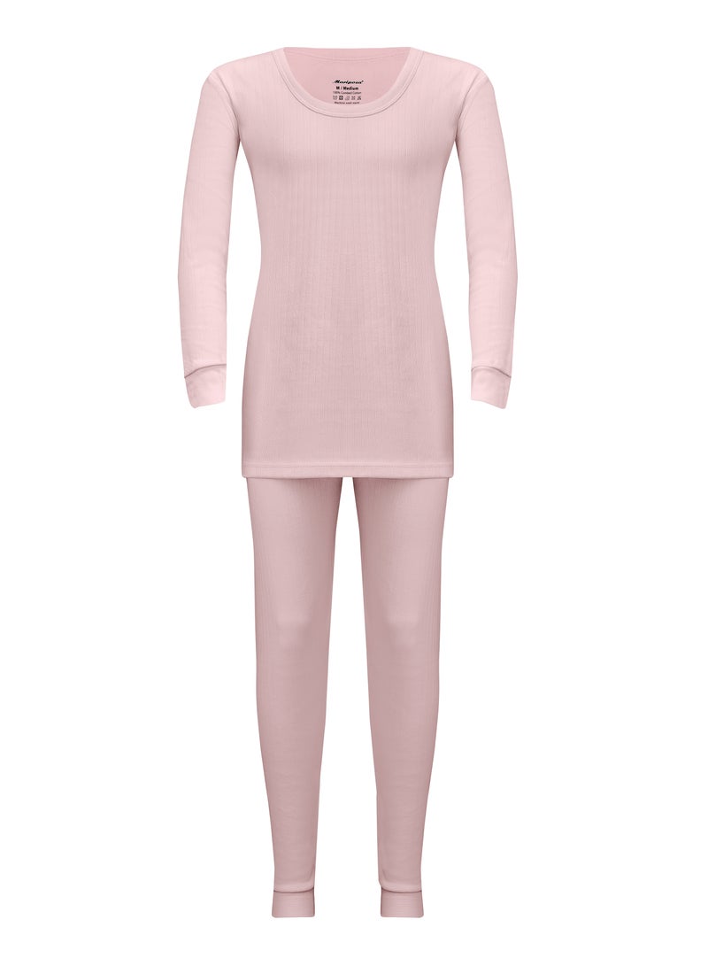 ماريبوزا طقم ماريبوسا الحراري المتشابك من القطن للبنات (وردي) - Image 1