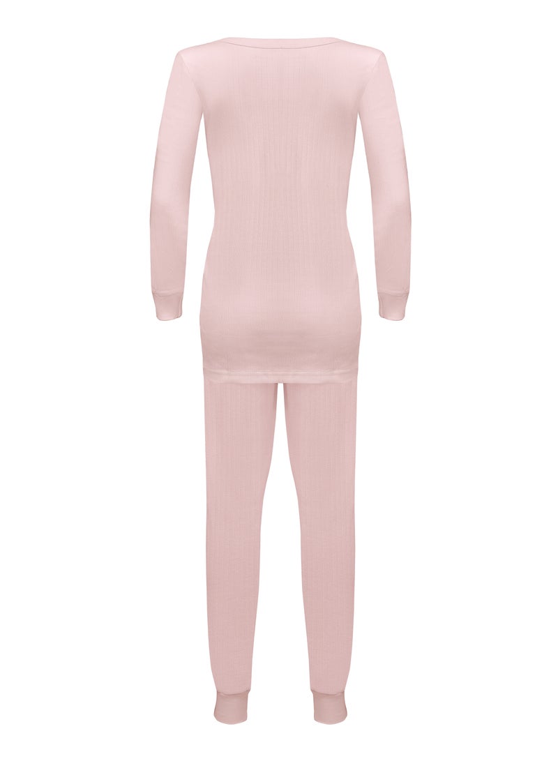 ماريبوزا طقم ماريبوسا الحراري المتشابك من القطن للبنات (وردي) - Image 3