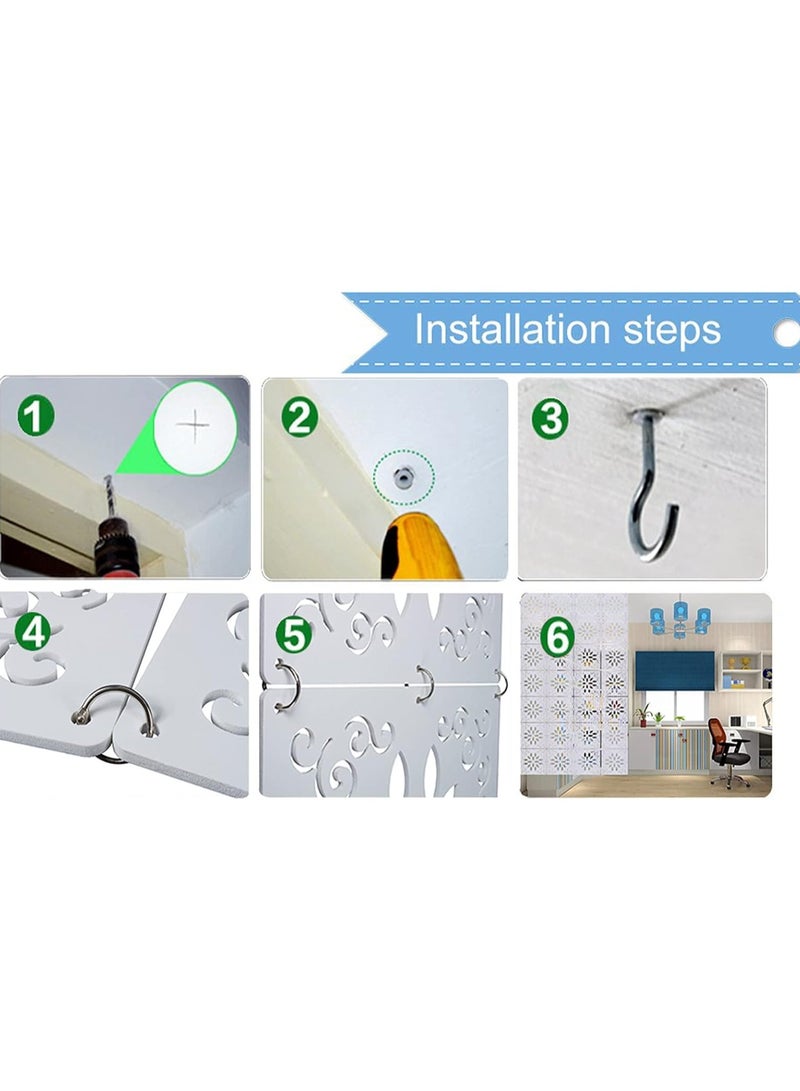 TPGP 12Pcs/Set Hanging Room Divider White Room Screen Divider Panels Home Panel with All Accessories 11.4x11.4 Inch - Image 3