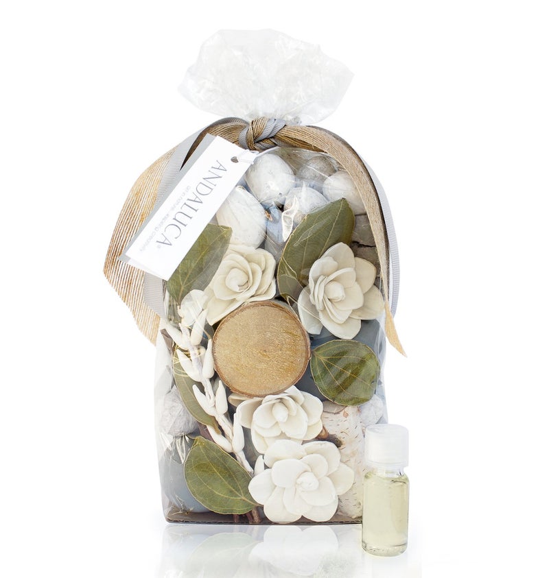 ANDALUCA ANDALUCA Cashmere Oak Potpourri  Large 20 oz Bag  Fragrance Vial  Scents of Orchid Eucalyptus Mandarin Black Rose Cashmere Musk and Patchouli 