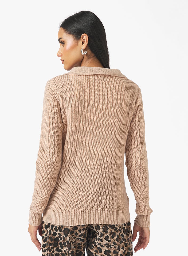 Ginger Polo Neck Fitted Ribbed Sweater - Image 2