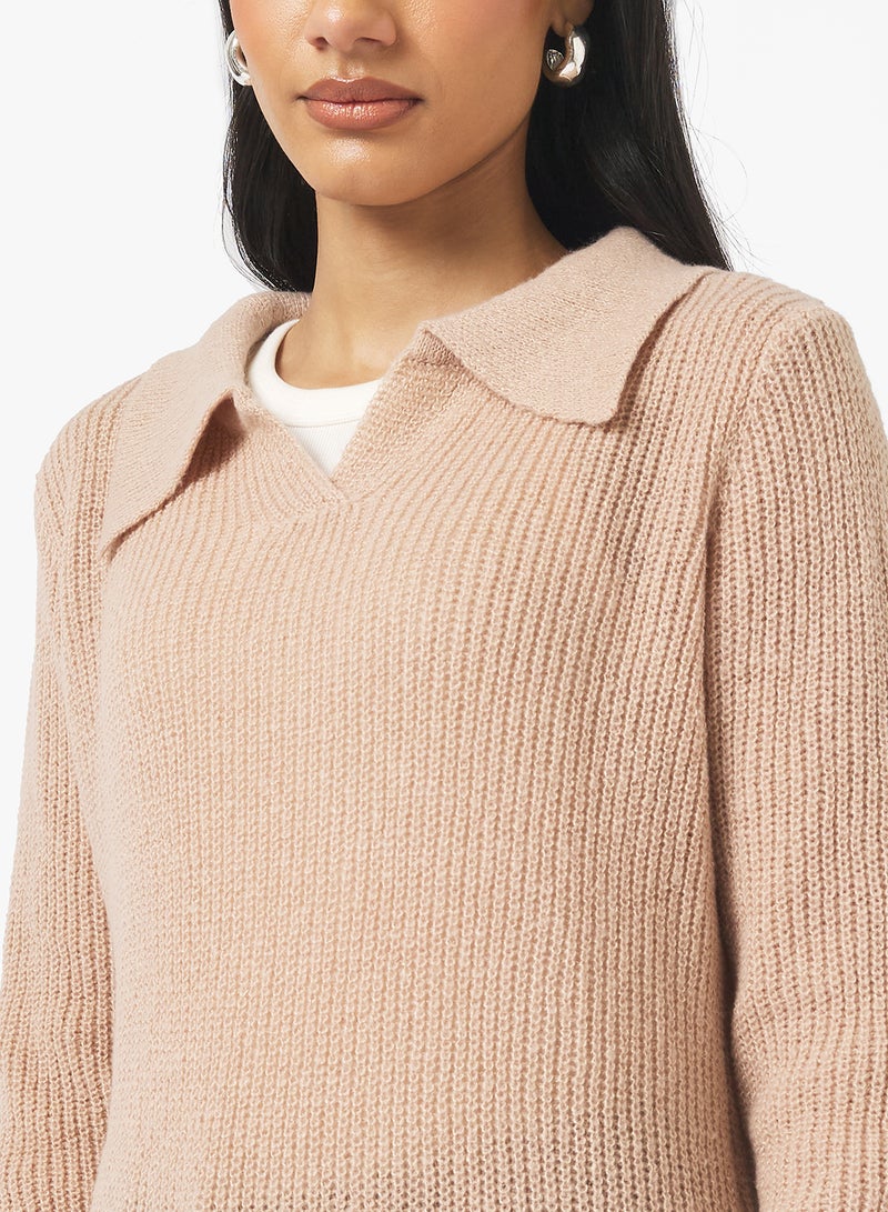Ginger Polo Neck Fitted Ribbed Sweater - Image 3