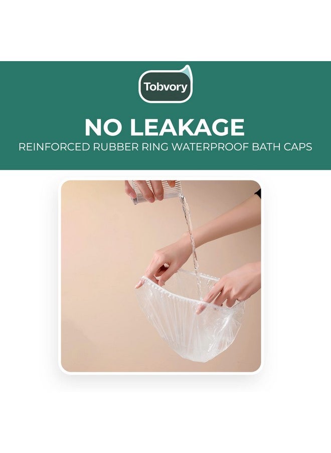 Tobvory - Disposable Shower Caps 100Pcs Shower Cap Tobvory Waterproof Plastic Shower Cap For Women Men For Hair Extra Elastic Large Shower Caps For Bath Hair Treatment Conditioning In Home Hotel Travel - Image 1