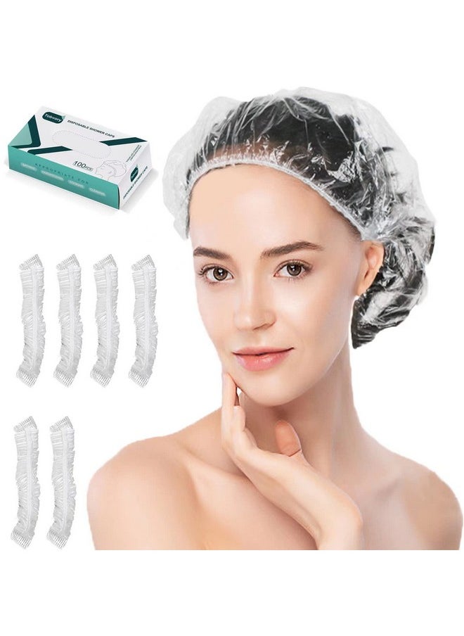 Tobvory - Disposable Shower Caps 100Pcs Shower Cap Tobvory Waterproof Plastic Shower Cap For Women Men For Hair Extra Elastic Large Shower Caps For Bath Hair Treatment Conditioning In Home Hotel Travel - Image 1