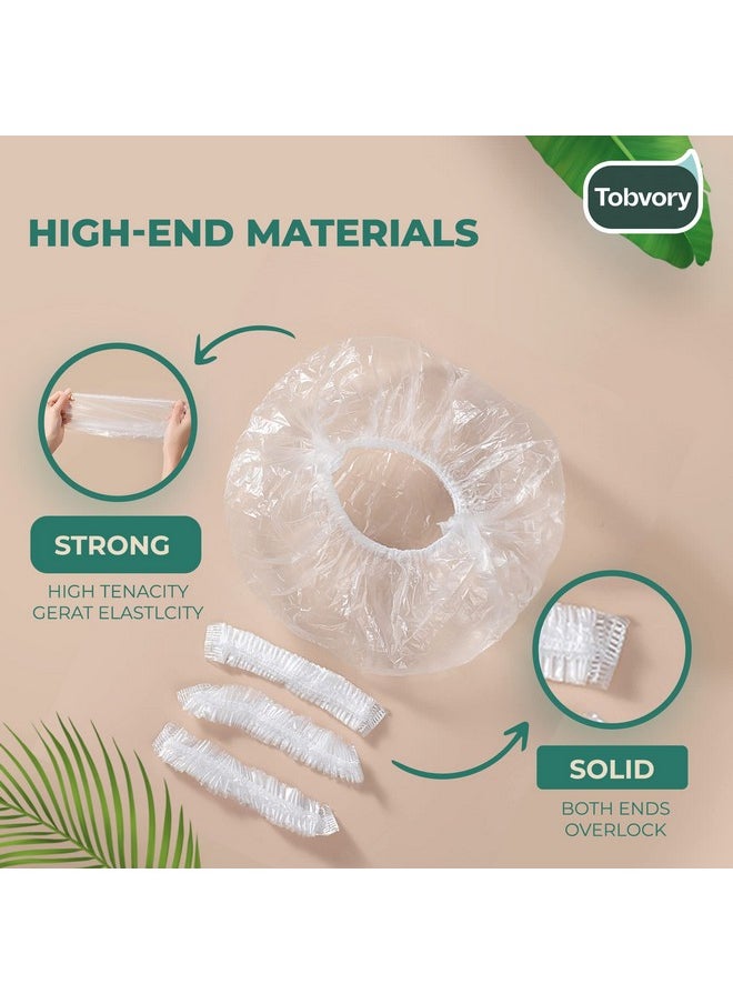 Tobvory - Disposable Shower Caps 100Pcs Shower Cap Tobvory Waterproof Plastic Shower Cap For Women Men For Hair Extra Elastic Large Shower Caps For Bath Hair Treatment Conditioning In Home Hotel Travel - Image 1