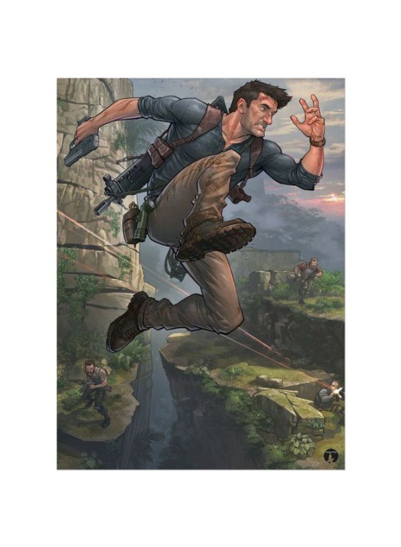 وسادة ماوس مطبوعة للعبة الفيديو أنتشارتد باللون الأخضر/البني/الرمادي