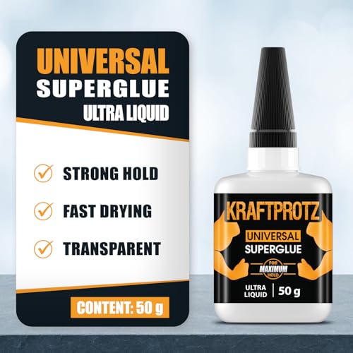 KRAFTPROTZ Superglue Thin Liquid XXL Value Size 1.76oz – Capillary Action Adhesive for Tight Cracks – Fast Wicking for Plastic, Wood & Metal – Ultra Clear Industrial Bond - Image 3
