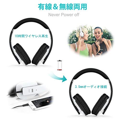August Over Ear Wireless Bluetooth Headphones with Mic - August EP650 - Custom App for Easy EQ Sound Control, aptX Low Latency, NFC, Rich Bass Clear Sound, 30 days Stand By High-Performance Comfort [White] - Image 4